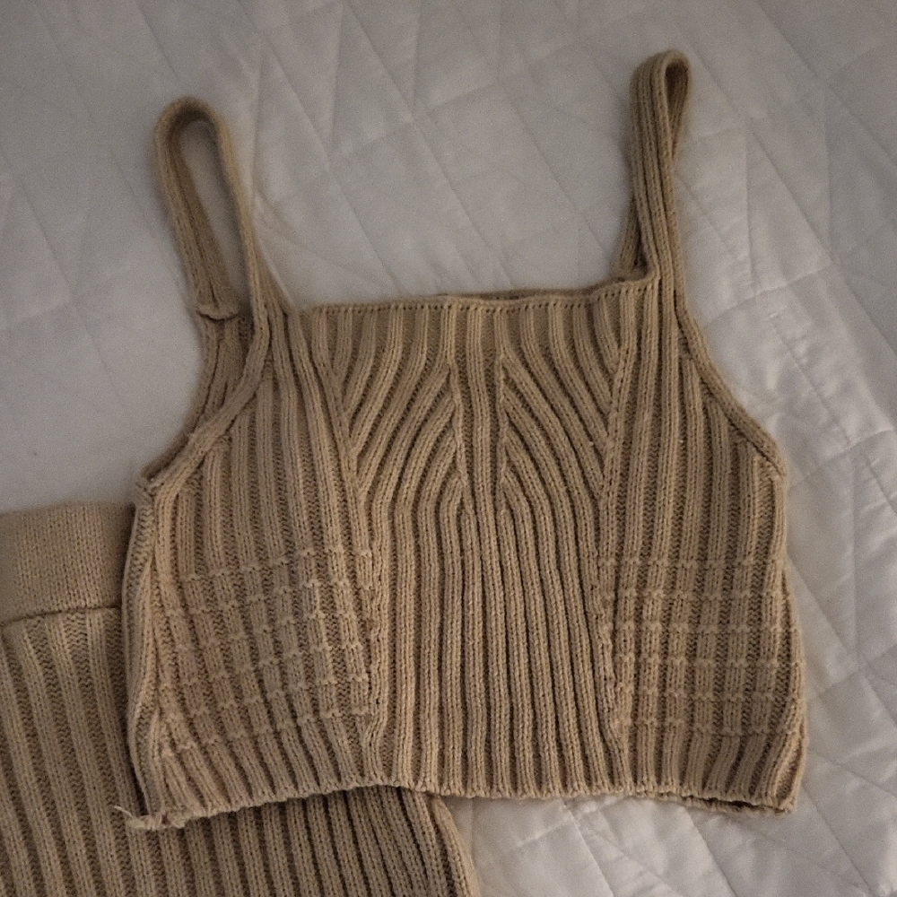 ASOS Beige Ribbed Knit Set - Picture 2 of 5